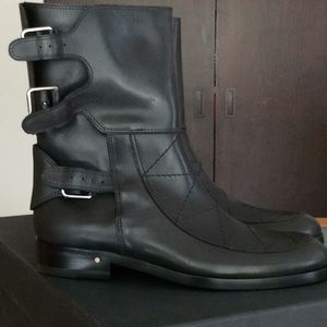 Laurence Dacade black leather biker boots size 40.